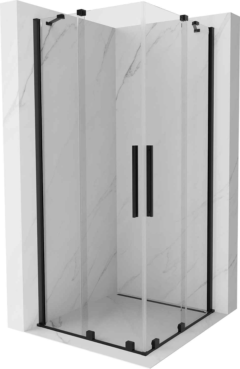 Mexen Velar Duo kabina prysznicowa rozsuwana 90 x 90 cm, transparent, czarna - 871-090-090-02-70
